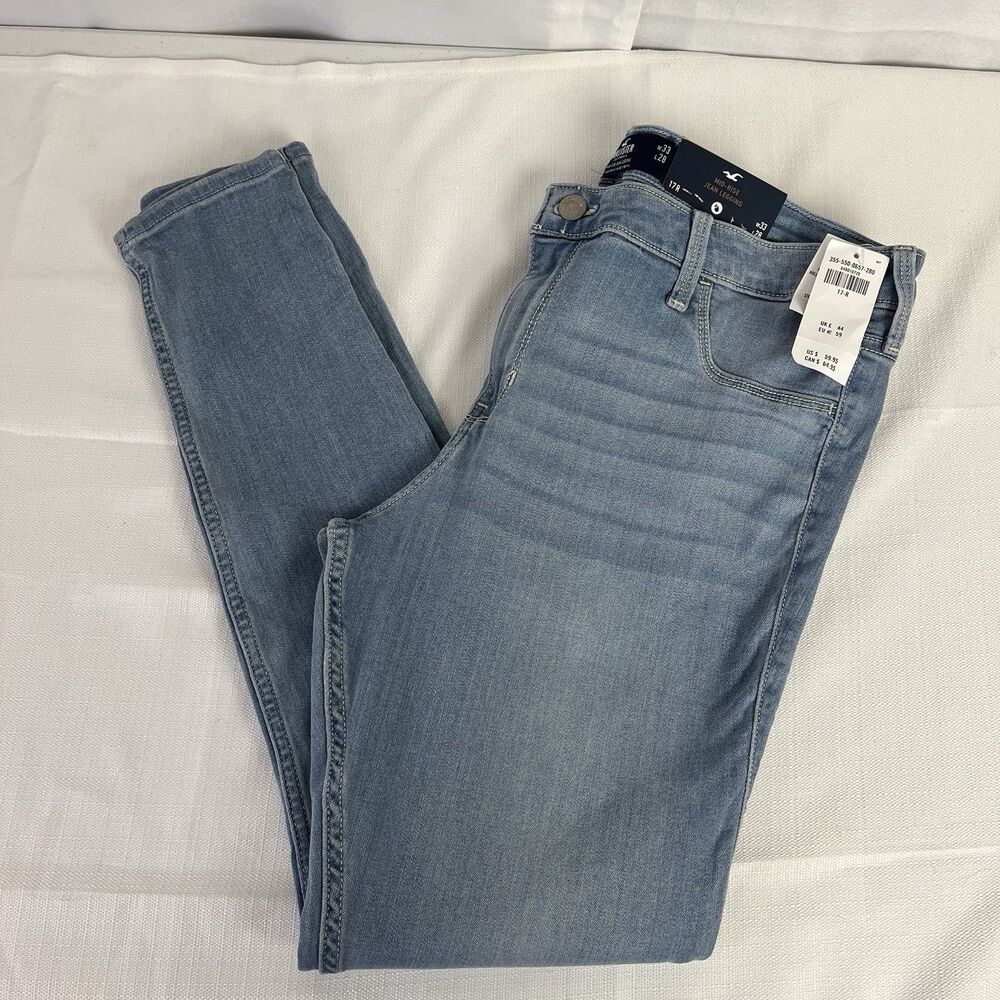 New $60 Hollister Jeans Womens 17R Mid Rise Jean Legging Blue Jegging 33x28